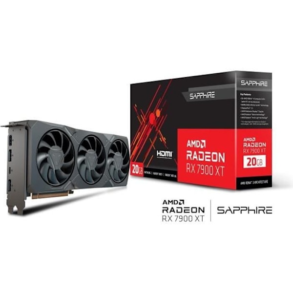 SAPPHIRE Grafikkort - AMD RADEON RX 7900 XT GAMING - 20 GB (21323-01-20G) Sort