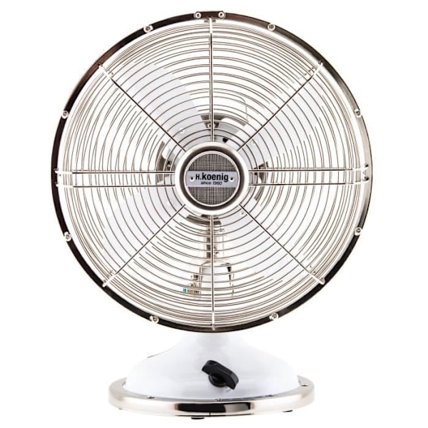 Fläkt - H.Koenig - JOE50 - Retrodesign - 25cm - Tyst 47db - 3 hastigheter Vit