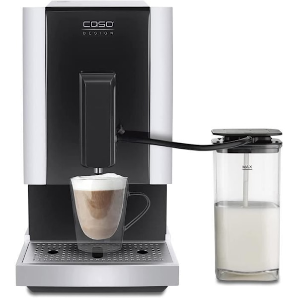 CASO Cafe Crema Touch Automaattinen kahvinkeitin letkulla ja maitosäiliöllä, portaattomasti säädettävä kartiomainen mylly, käyttövalmis