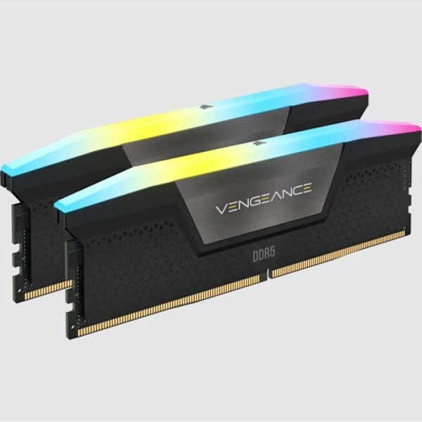 RAM - CORSAIR Vengeance RGB DDR5 - 32GB 2x16GB DIMM - 5600MHz - Uden buffere, 40-40-40-77, XMP 3.0, Sort varmeafleder, RGB LED,