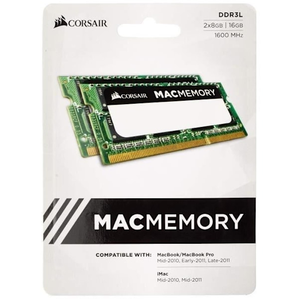 CORSAIR-PC-muisti DDR3 - SODIMM 16 Gt - 1600 MHz - CAS 11 - Apple Qualified Mid 2012 Macbook Pro (CMSA16GX3M2A1600C11)