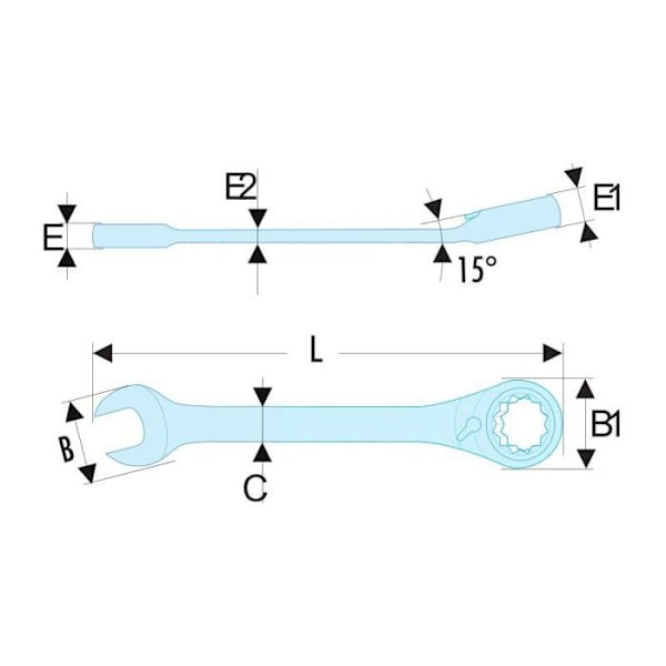 Sekoitusvääntönuija - FACOM - 467B.13 - D.13mm - L.178mm - Antiripage