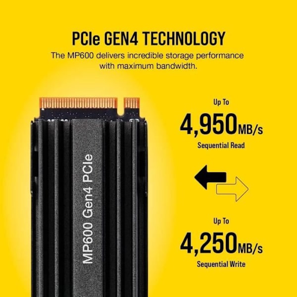 CORSAIR - Sisäinen SSD - Force Series MP600 - 1To - M.2 Nvme Gen 4 (CSSD-F1000GBMP600)