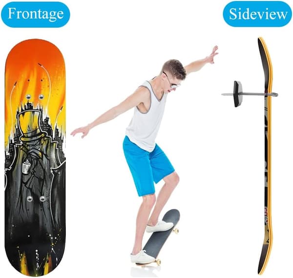 2-delat Skateboard Väggkrok Väggfäste för Skateboardvisning och Förvaring, Svart