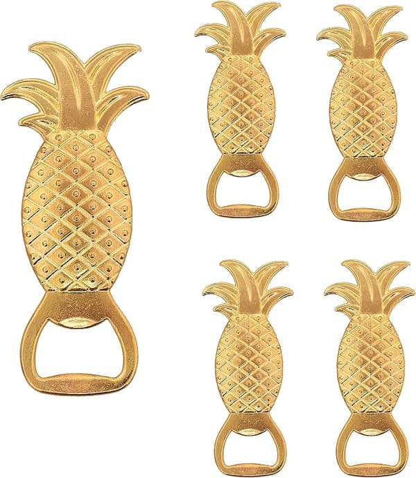 Guld Ananas Flaskeåbner - Sæt med 5