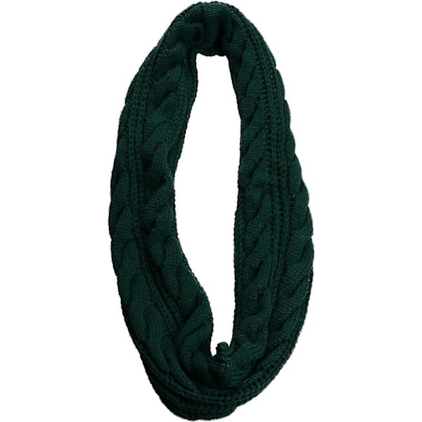 Damers Tykk Ribbestrikket Vinter Infinity Circle Loop Skjerf Premium Twist Dark Green