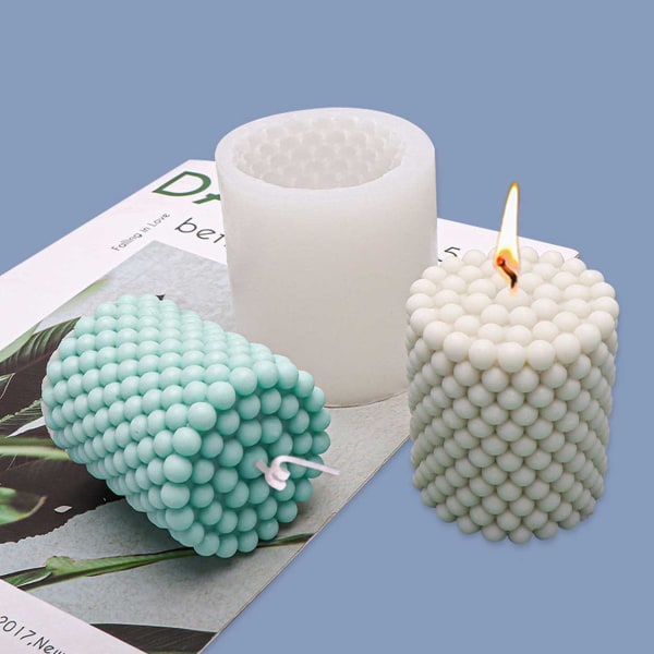 Kynttilän muotoinen DIY kynttiläsylinteri palloilla 7cm valkoinen white