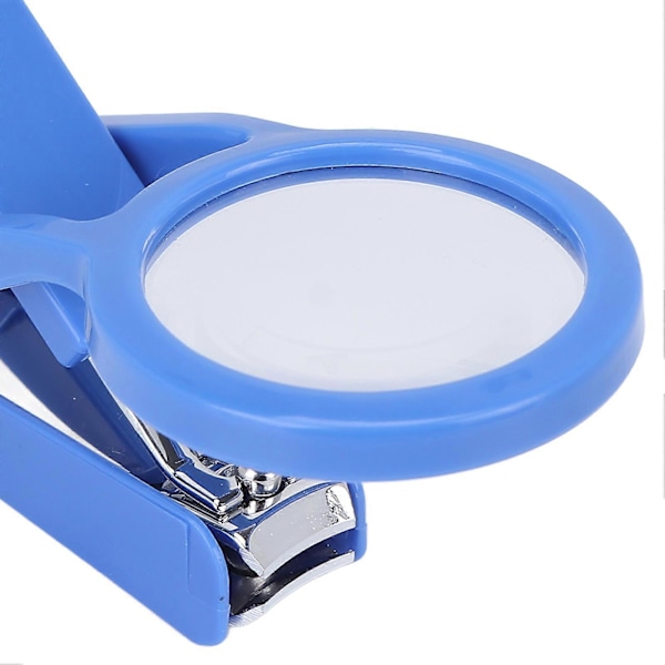 Negleklipper for eldre, rustfritt stål, justerbar fingernegl- og tåneglklipper med forstørrelsesglass, blå