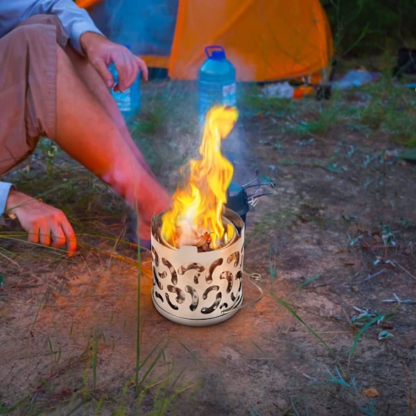 Mini värmekamin för camping, värmekamin för camping, bärbar gasolkök i rostfritt stål, lämplig för camping, utomhus, picknick