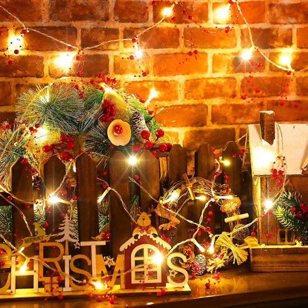 2,5 m julebær perlekransstreng lys julekappe dekoration akryl perle varme led lys Festligt oplyst batteridrevet indendørs guirlande