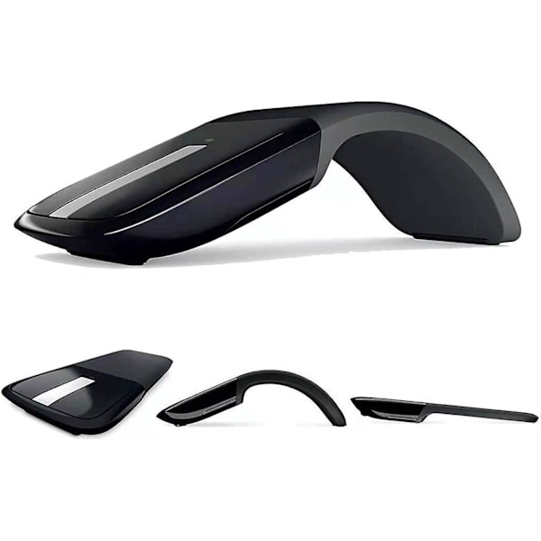 2.4G Arc Touch Mus Slim och ortabel Mini Trådlös Datormus, Lägre Ljudnivå, Vikbar Ergonomisk Optisk Mus för Bärbar Dator Surfplatta (Svart)