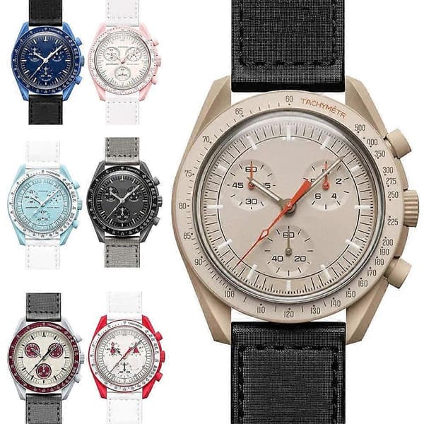Planet Six Hånd Quartz Ur Chronograph Lysende Display Vandafvisende Måne Merkur Design E