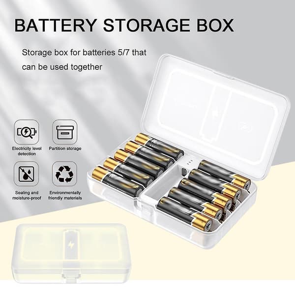 AA/AAA Förvaringslåda i Plast Stor Kapacitet Transparent Batteriorganisatör för AA/AAA Batterier