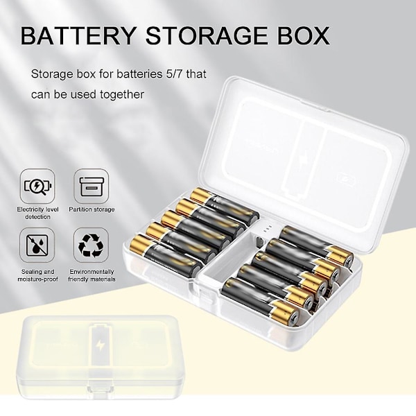 AA/AAA Plastik Opbevaringsboks Stor Kapacitet Transparent Batteri Organizer til AA/AAA Batterier