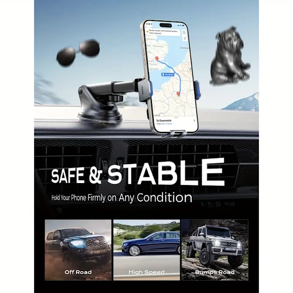 Mobilholder for bil 15W trådløs billader treakset kobling automatisk induksjonsklemming metallarmklemme