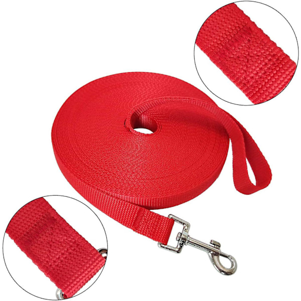 Nylon Trænings Hundesnor til Små Mellemstore Store Hunde, 4,5m 6m 9m 15m Lang Snor til Hund/Hvalp til Lydighedsindkaldelsestræning, Camping 15m Rød