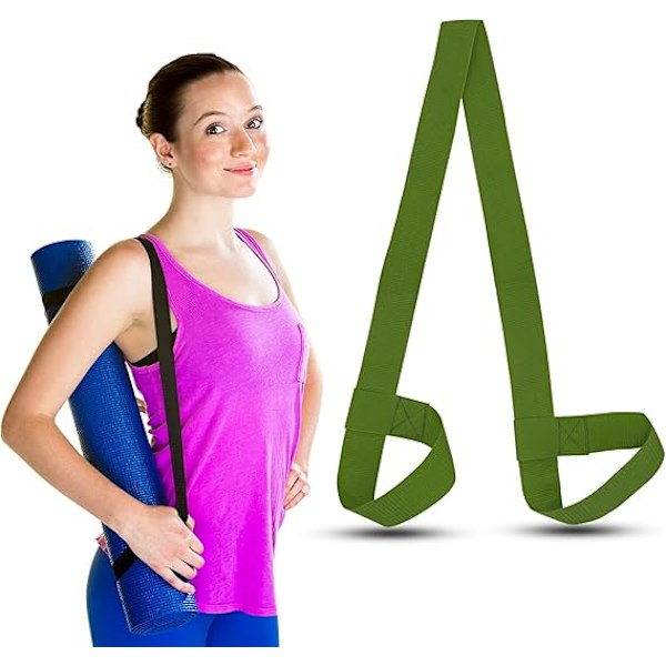Yogastrikker Justerbare Ringer Treningsmatteholder Gymmattebærer Bærbare Skulderstropper Sling Stretch-stropper for Alle Mattestørrelser