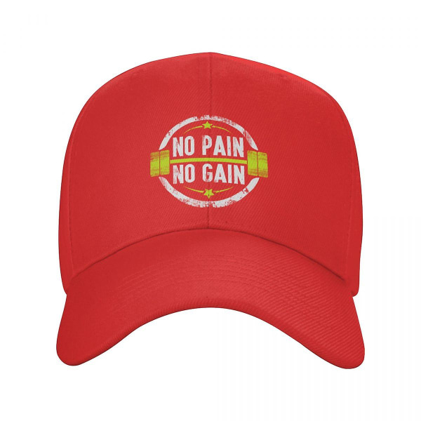 Personlig No Pain No Gain cap för män Kvinnor Andas Bodybuilding Fitness Gym Pappa Hatt Sport Red Baseball Cap