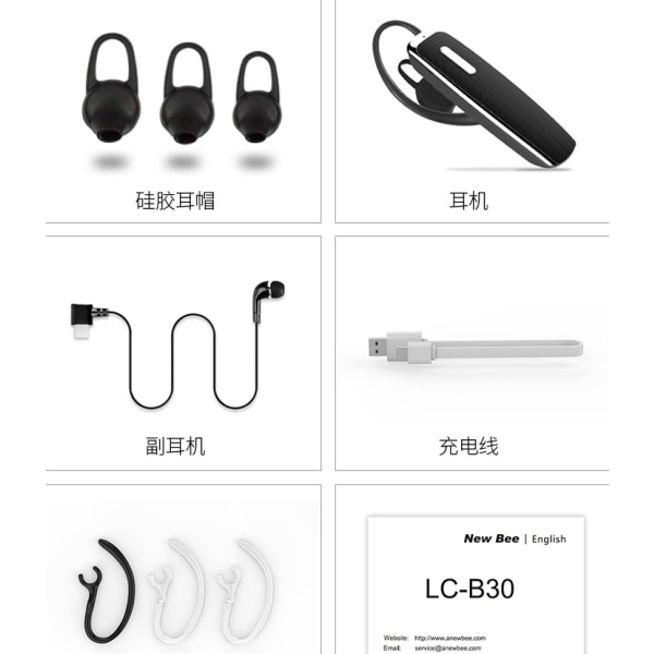 Single Ear Business Bluetooth Headset black