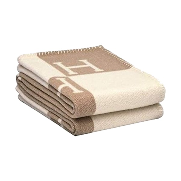 H-bogstav tæppe moderne enkel imitation cashmere uld strikket tæppe