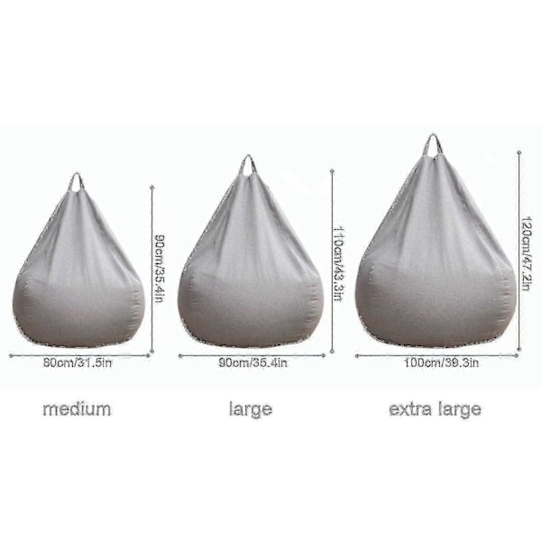 Uudenkarhea Erittäin Suuri Säkkituoli Sohvan Päällinen Sisäkäyttöön Lazy Lounger Aikuisille Lapsille Hotsale! Gray 90 * 110cm
