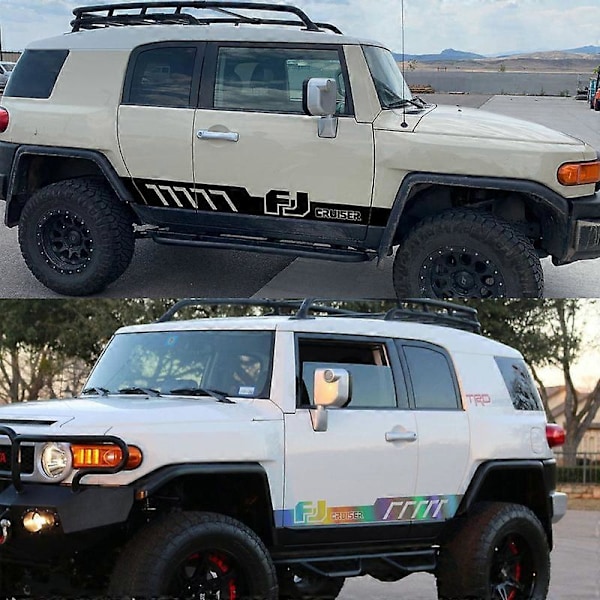 2 KPL Auton Oven Tarrat Toyota FJ CRUISER Osille Tuning Autotarvikkeet Sivukorin Grafiikka Vinyylikalvo Tarrasetti Ajoneuvon Sisustustarvikkeet Glossy Gray