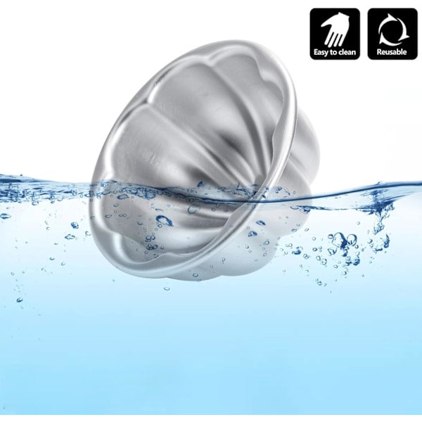 12 stk. Æggetærteforme, Pudding Jellyforme i aluminiumslegering, Genanvendelige kage-, tærte-, cupcake- og muffinforme til bagning, Blomsterform, Non-stick