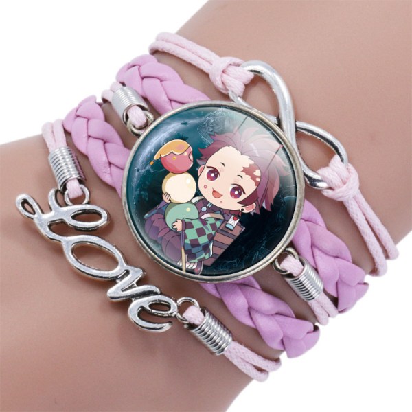 Bedst sælgende Demon Slayer Demon Slayer Time Gemstone Pink Læder Multilayer Armbånd 20502101