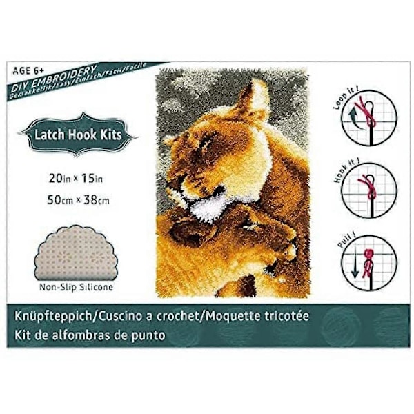 Solros Latch Hook Kit DIY Mattframställningskit Sömnadsvävsatser Virkningskit Mattbroderikit Handgjorda Heminredningsmattor, 52X38cm