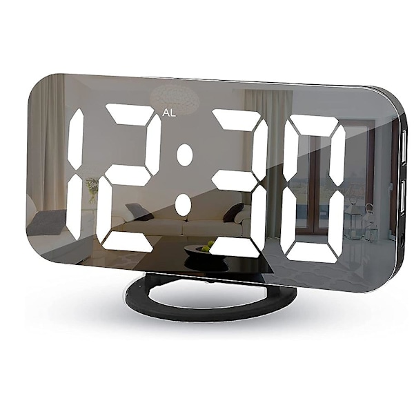 Digital Väckarklocka, Väckarklockor För Sovrum, Stor Display Spegelyta Väckarklocka, För Kontor Sovrum Nattduksbord Skrivbord-Ts-8201-Hw