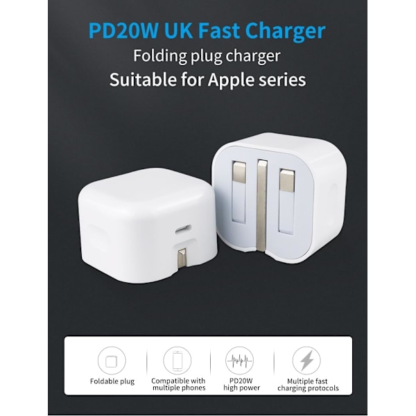 20W nopea lataus USB-C -laturi ja kaapeli, yhteensopiva IPHONE 14/13/12/11/XR/XS/8/7/6/SE -mallien kanssa