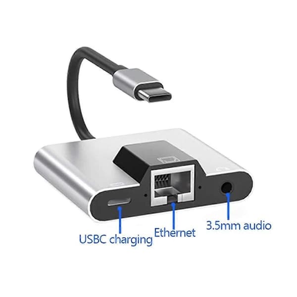 Type-C til Ethernet LAN Netværksadapter Hub USB C til 3,5 mm Lyd Hurtig Opladning Docking Station til Bærbar Computer Mobiltelefon