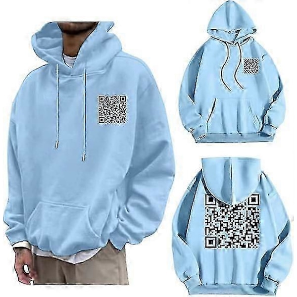 F**k You QR-kod Huvtröja Rolig QR-skanningskod Skämt Huvtröja Unisex, Unisex Oversize Huvtröja Tröjor Toppar S-5XL 3XL Blue