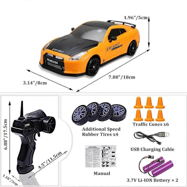 2024 Ny Rc Driftebil Fjernkontrollbil Sport Racing Høyhastighets Driftebiler Orange