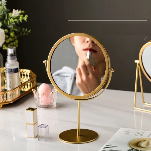 Cosmetic Mirror Light Luxury Retro European Metal Gold Home gold B