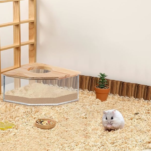 Hamsterin Hiekkakylpy Laatikko Suuri, Läpinäkyvä Akryylinen Hiekkakylpyastia & Hamsterin Kylpyhuone, Talo ja Tarvikkeet Hamstereille Gerbiileille Lemmingeille…