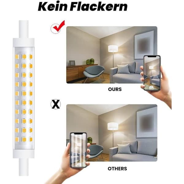 2 STK 10W R7s 118mm Dimbar LED-pære Varmhvit 3000K 100W Halogen Ekvivalent Lineær Dobbel Base Reflektor Flomlys