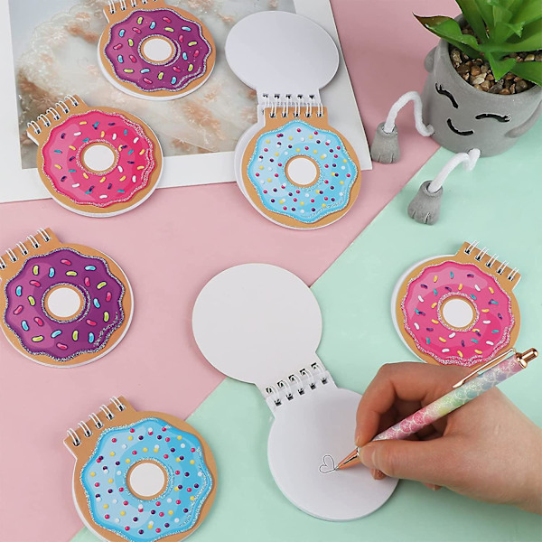 24 stk. Mini Spiral Notesbog Sød Donut Notesbog Fødselsdags Notesblok Kawaii Donut Memoblok Notesbøger Til Børn Festartikler Godteposefyld, 3,34x3,74