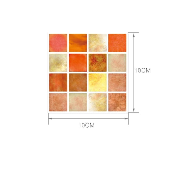 30 stk Mosaik fliser Stickers Stick Badeværelse Køkken Hjem Vægskilt Selvklæbende MSC060 Orange