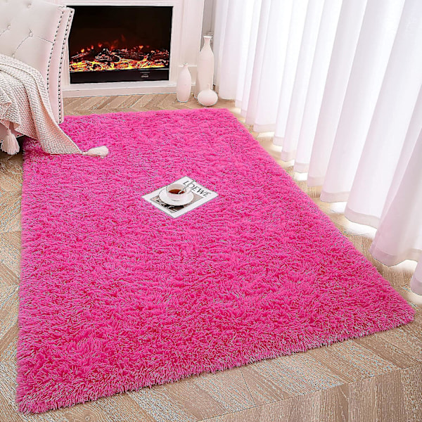 Mjuka fluffiga mattor för sovrum barnrum plysch lurvig barnkammar matta lurvig kastmatta - (ros 40*60cm)