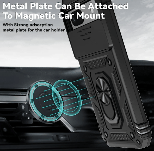 Google Pixel 8A Støtsikker Hybrid Armor Ring Deksel Svart