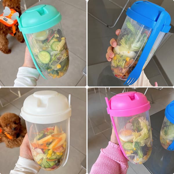 Portable Salad Cup with Fork Large Capacity Multipurpose Picnic Bento Lunch Box