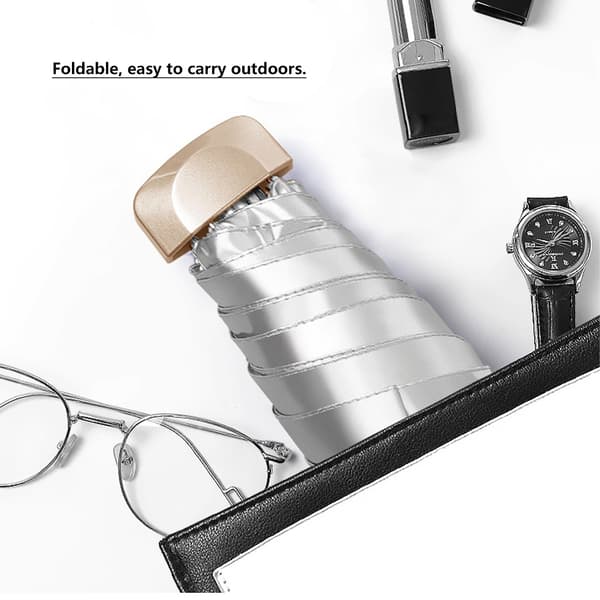 Mini Bærbar Anti UV Sol Regn Beskyttelse Paraply Dame 5 Folding Parasoller