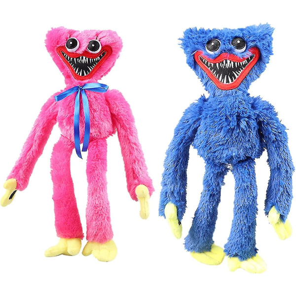 Poppy Playtime Huggy Wuggy Plyslegetøj, blå juletegnefilm plysdukke, realistisk blå pølsemonster Horror juleudstoppet dukkegave til spil F Blue - Pink