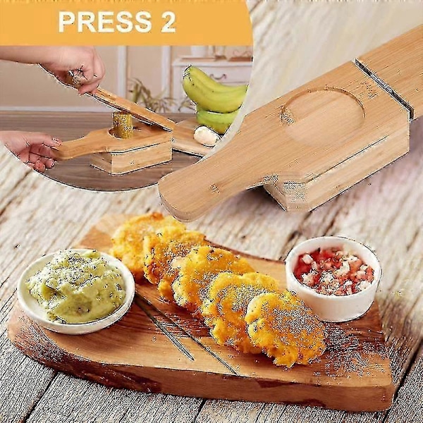 2-in-1 Puinen Tostonera paistetuille banaanille ja Tostones-valmistaja