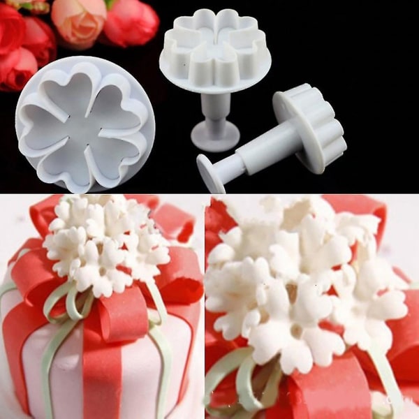 Kakeformer og former 3 stk fem hjerteformede blomsterkake fondant kake dekorere stempelform