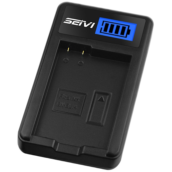 EN-EL14 Batterilader til Nikon D5100/D3100/D3200/D3300/Coolpix med LCD