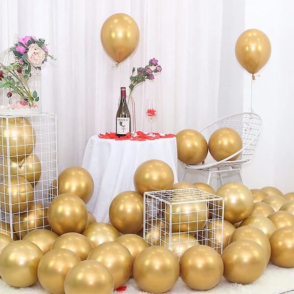 50 st roséguldballonger, 10 tums festballonger Gold