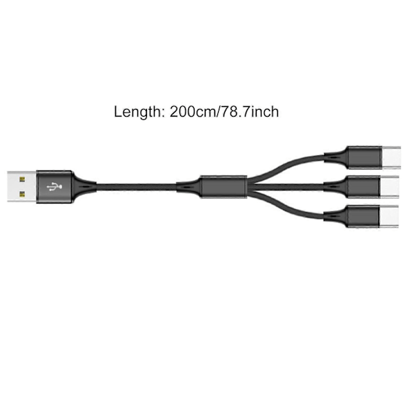 Multi Laddningskabel Multi USB Laddare Kabel Nylonflätad 3/4/5 i 1 Multipel Laddningssladd med Typ-C Kontakter One for four