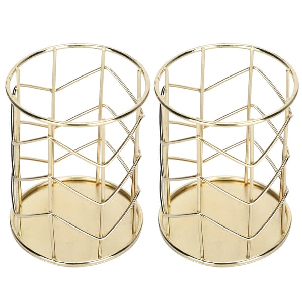 2 stk. Multifunktionelle hule penneholdere, skrivebords makeup børsteholdere, organizer (guld)
